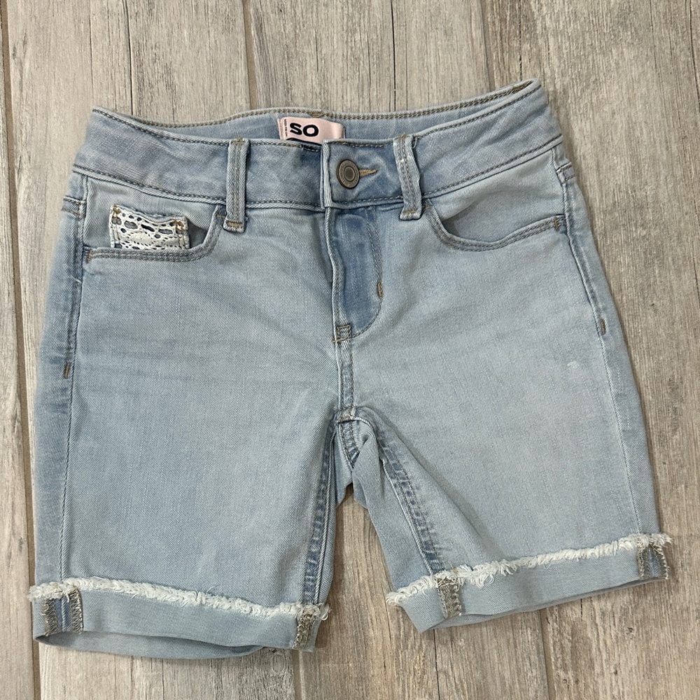 SO Denim Shorts with Lace Detail